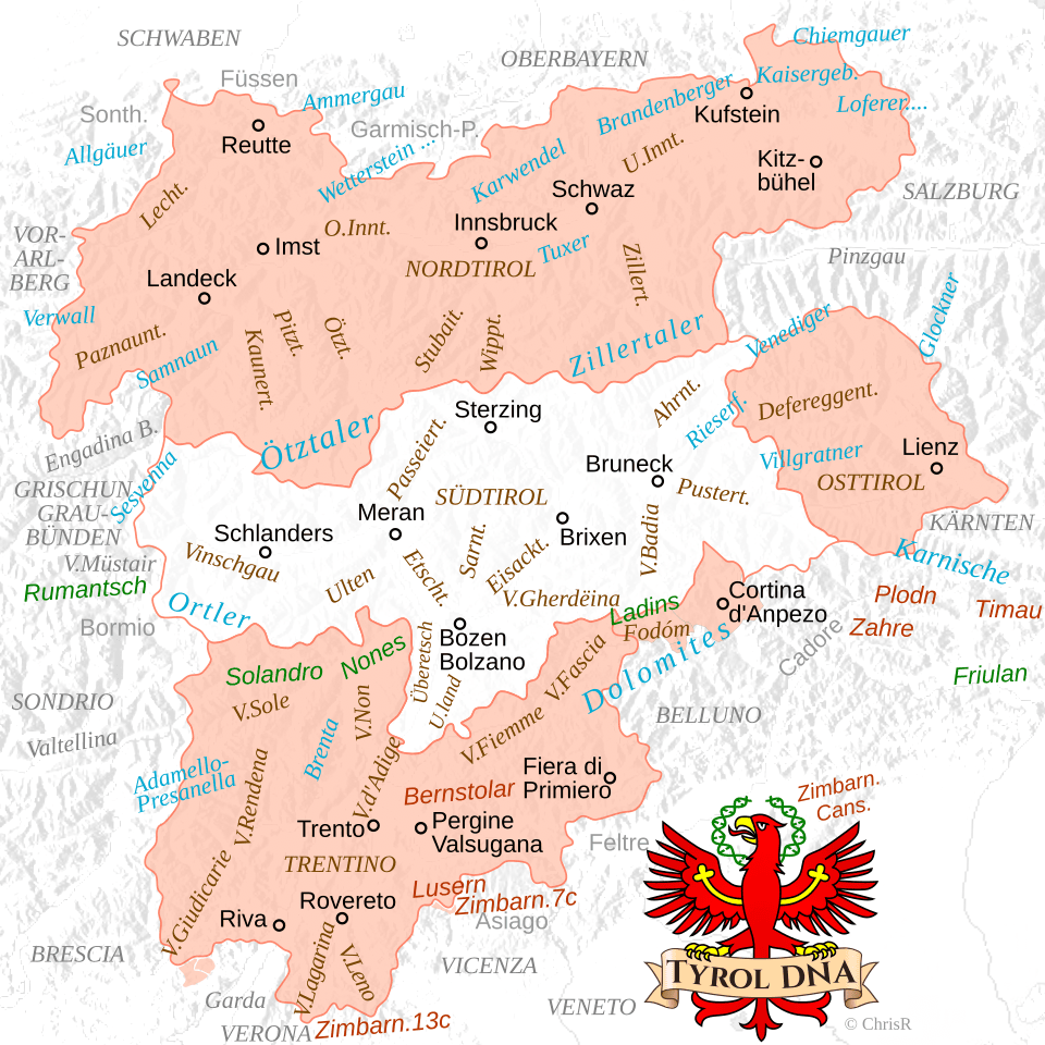 Tyrol DNA area map